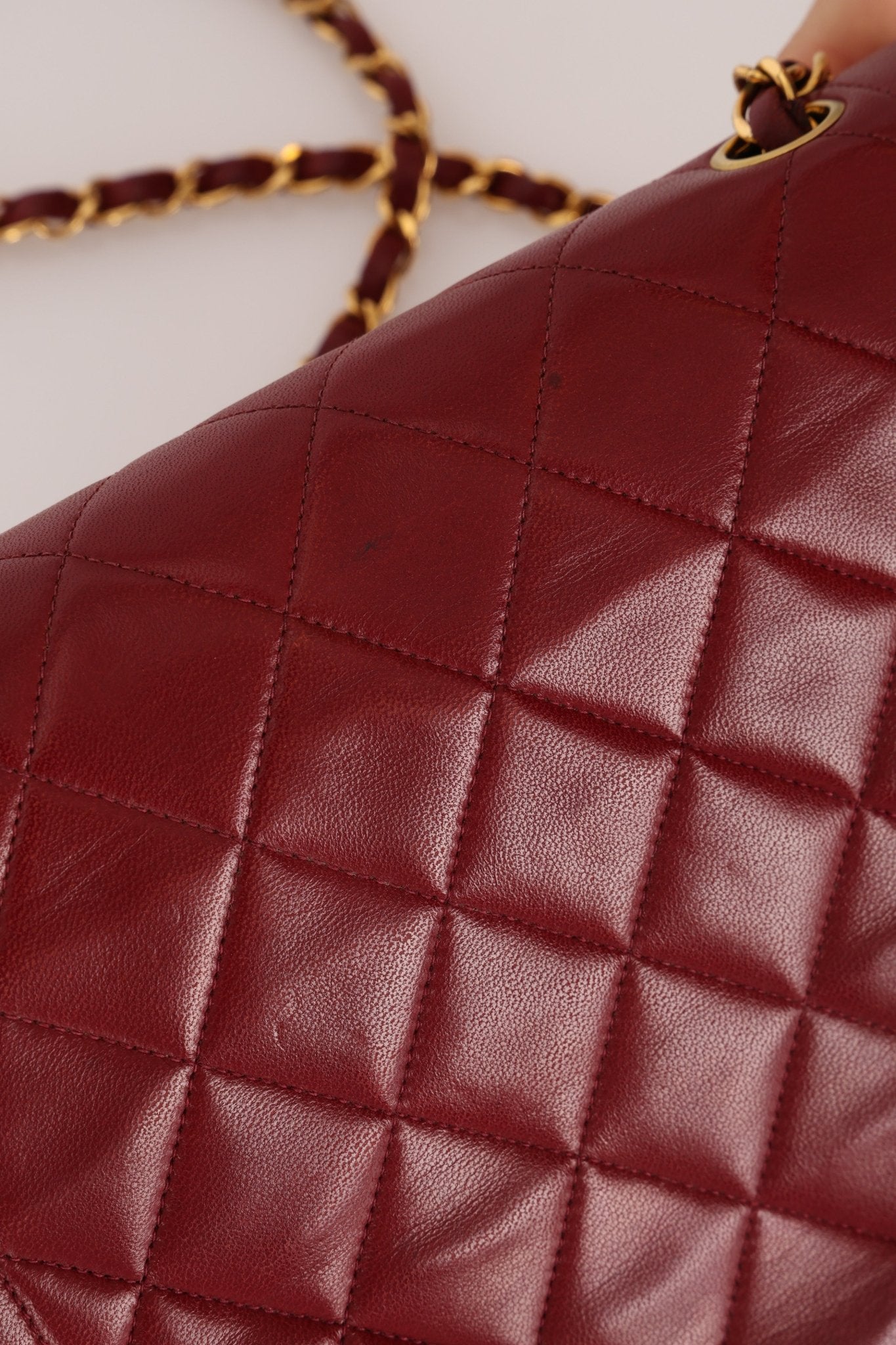 Rare Chanel 1996 Bordeaux Lambskin Medium Diana Flap Bag 24k GP - FashioNica