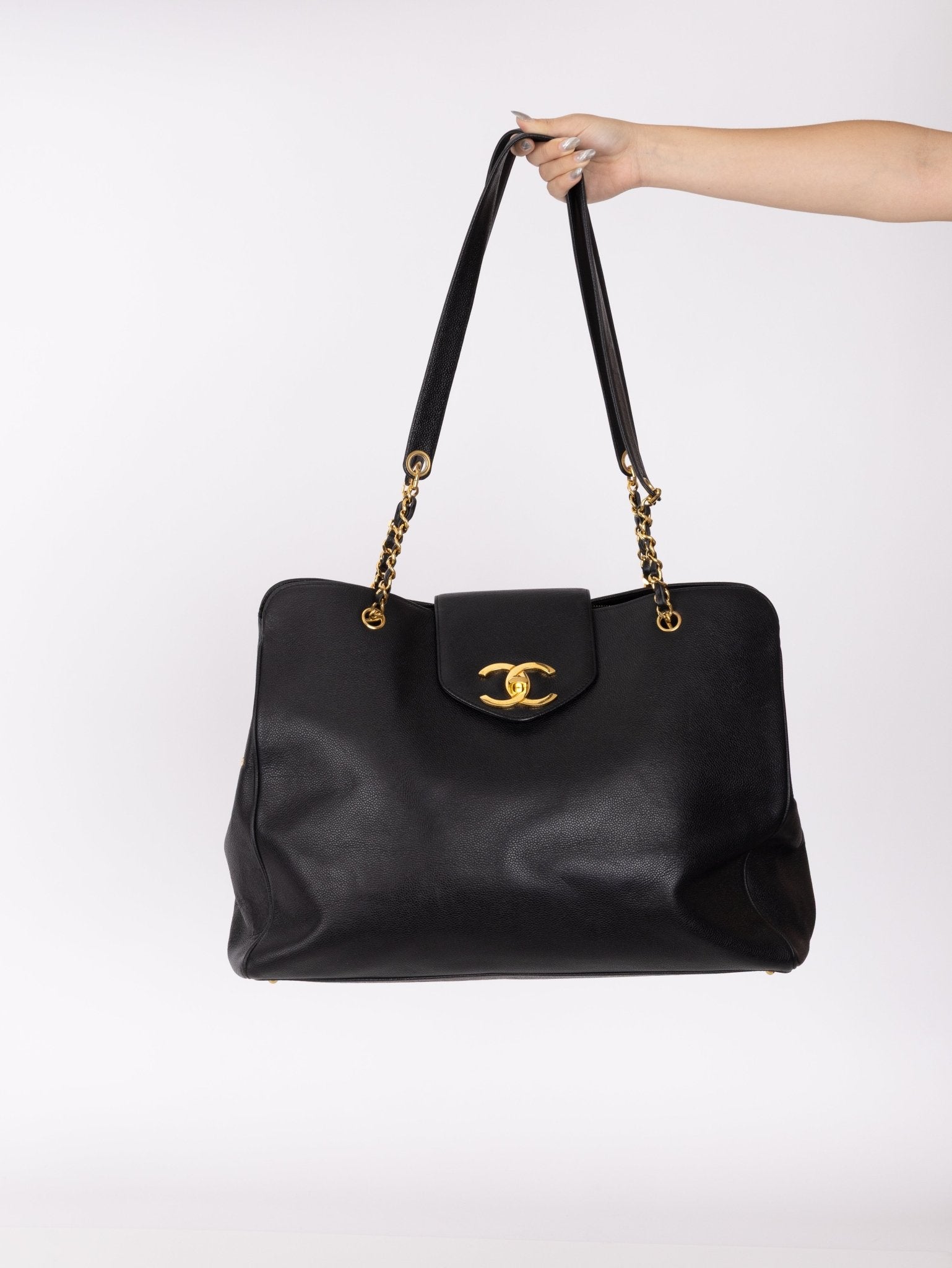 Rare Chanel 1996 Caviar Double - Sided Supermodel Tote - FashioNica