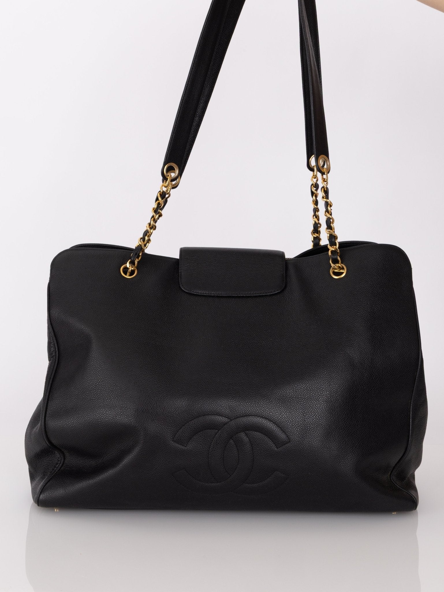 Rare Chanel 1996 Caviar Double - Sided Supermodel Tote - FashioNica