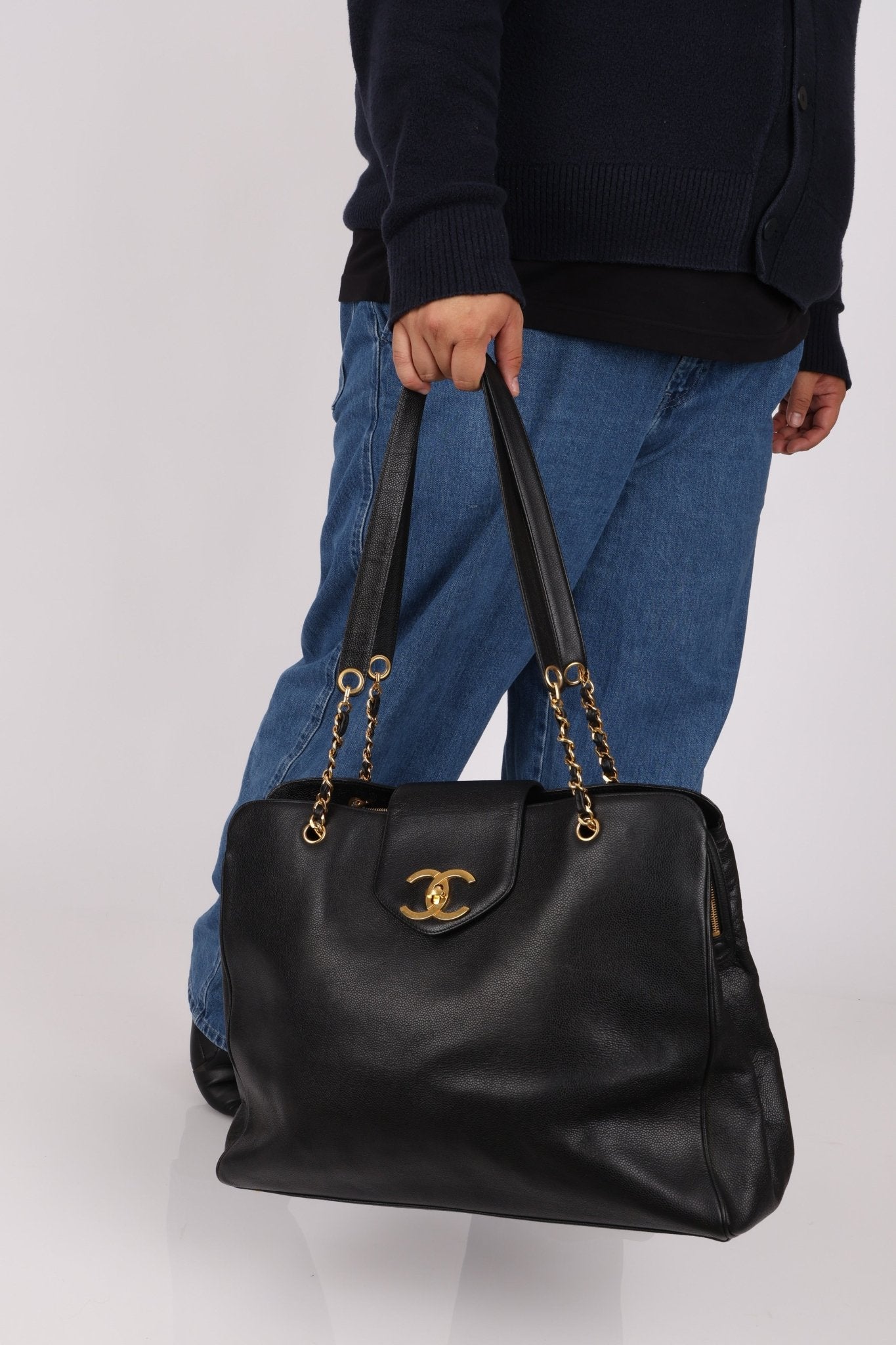 Rare Chanel 1996 Caviar Double - Sided Supermodel Tote - FashioNica