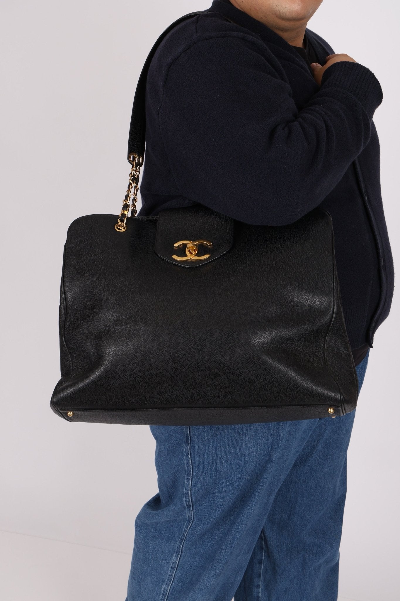 Rare Chanel 1996 Caviar Double - Sided Supermodel Tote - FashioNica