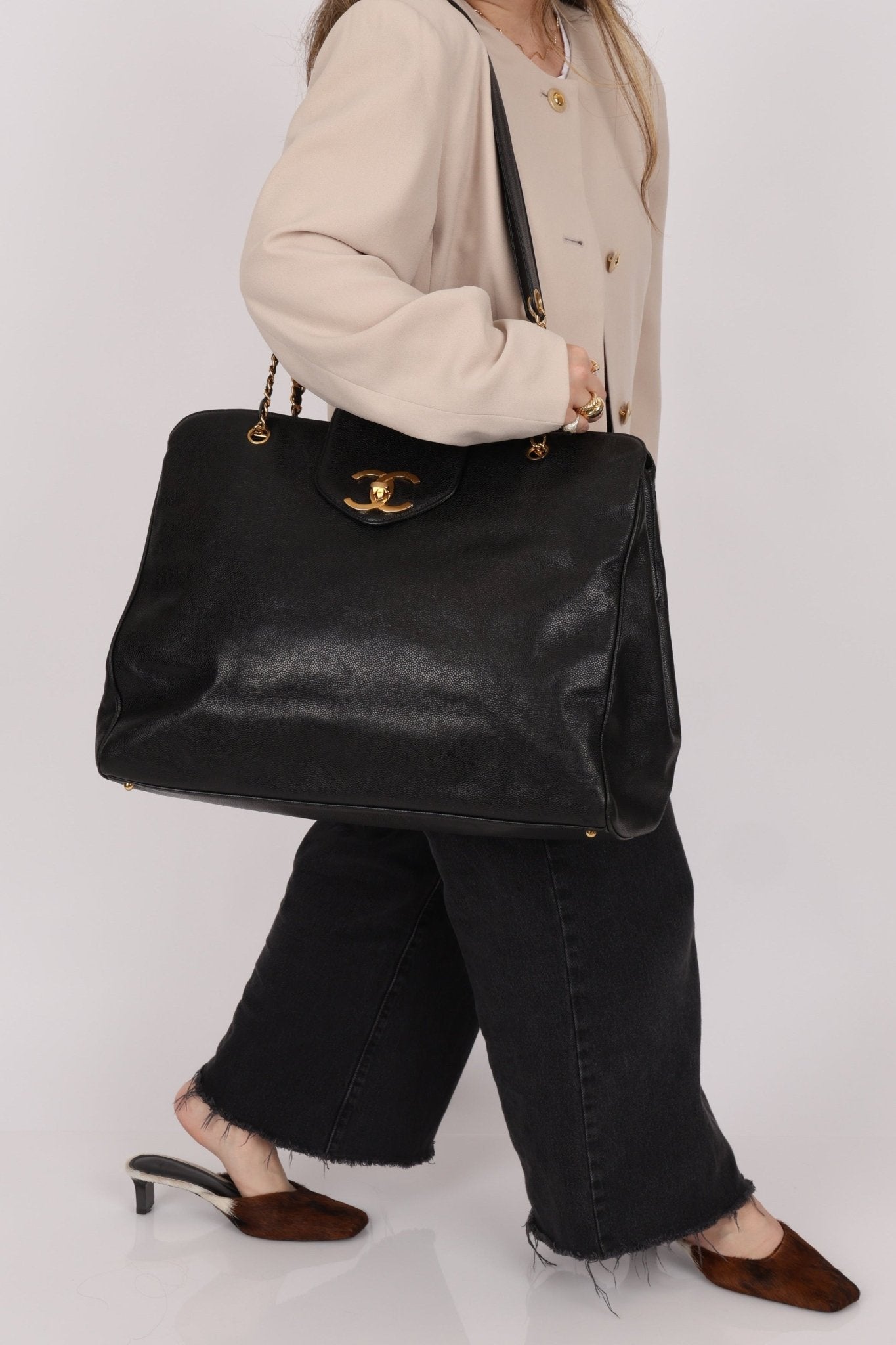 Rare Chanel 1996 Caviar Double - Sided Supermodel Tote - FashioNica