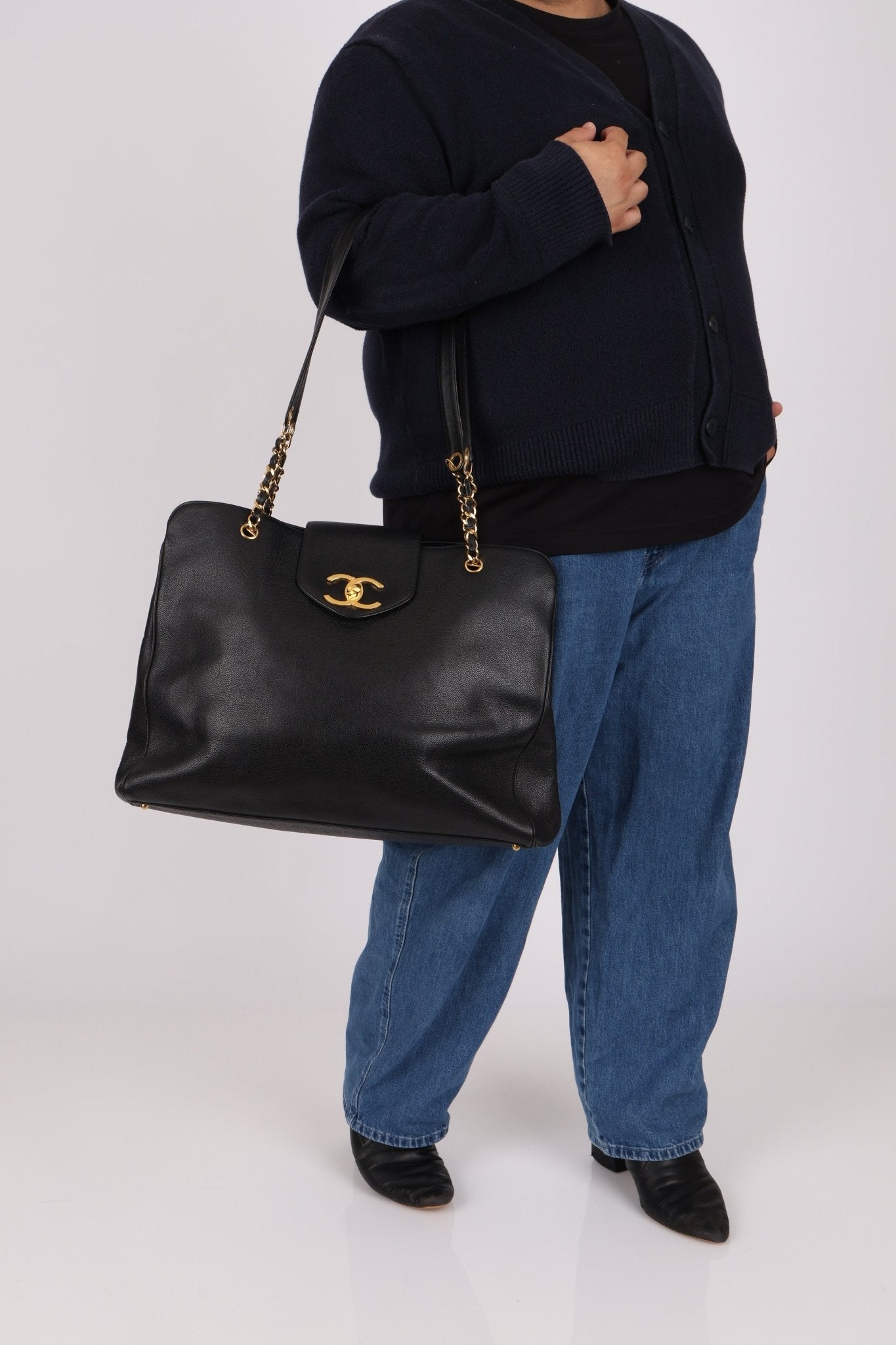 Rare Chanel 1996 Caviar Double - Sided Supermodel Tote - FashioNica