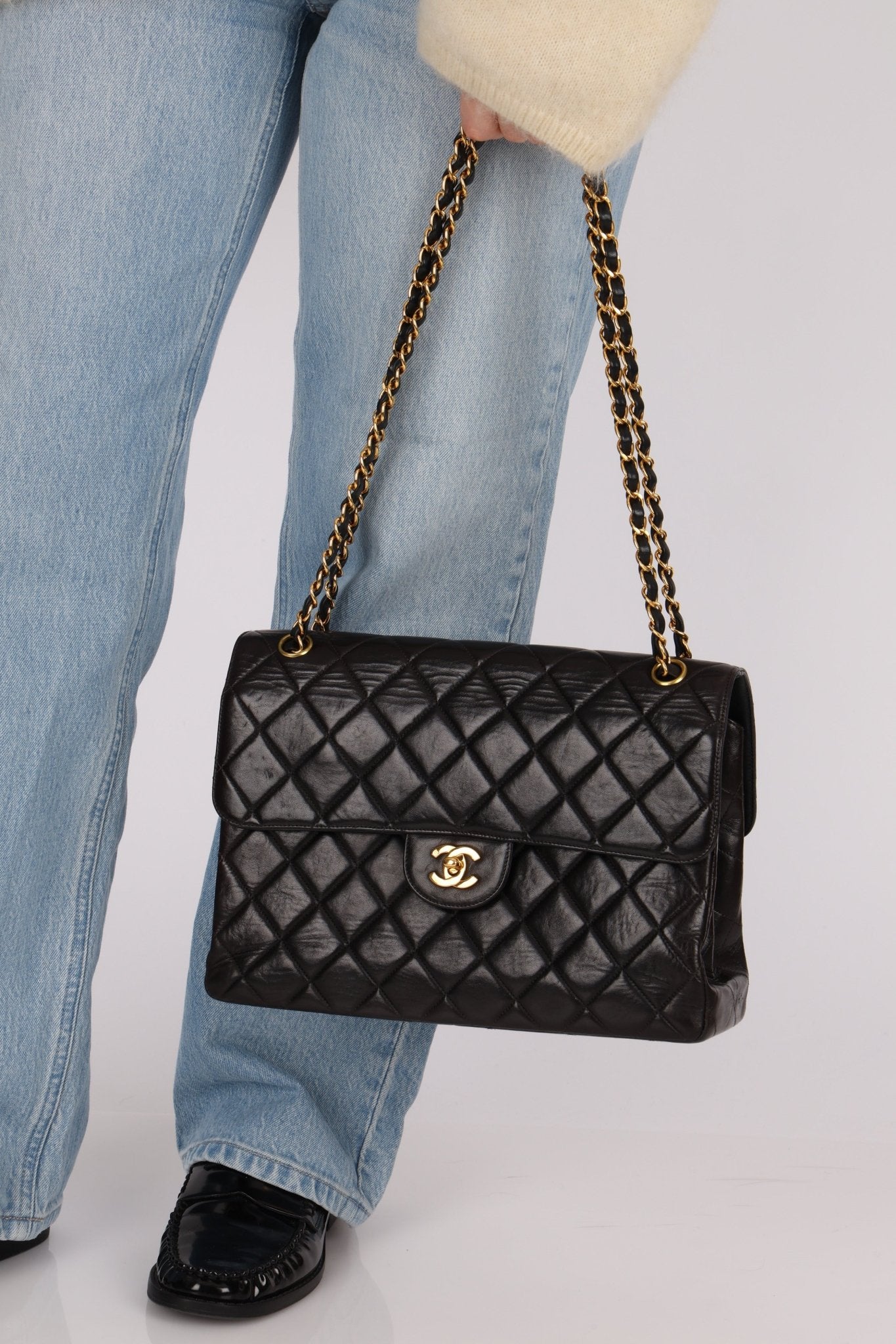 Rare Chanel 1996 Lambskin Double Sided Turnlock Classic Flap Bag 24K GP - FashioNica