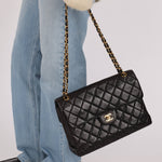 Rare Chanel 1996 Lambskin Double Sided Turnlock Classic Flap Bag 24K GP - FashioNica