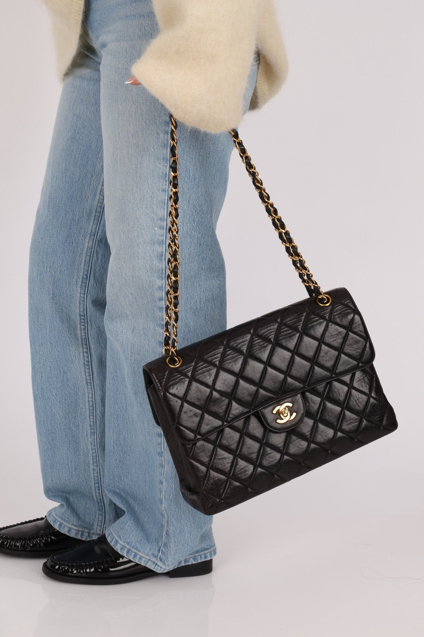 Rare Chanel 1996 Lambskin Double Sided Turnlock Classic Flap Bag 24K GP - FashioNica