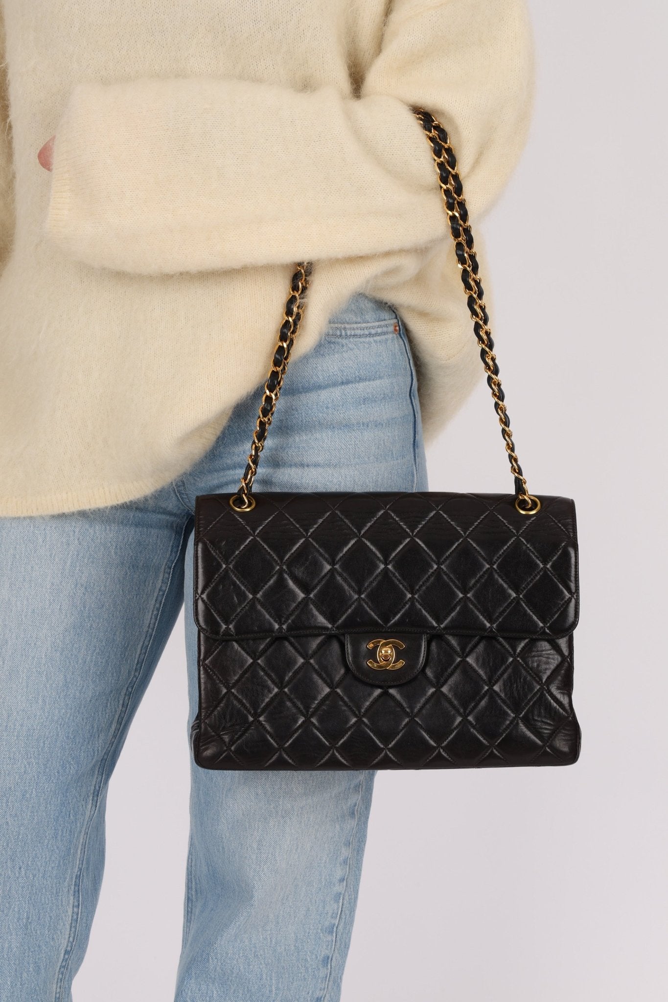 Rare Chanel 1996 Lambskin Double Sided Turnlock Classic Flap Bag 24K GP - FashioNica