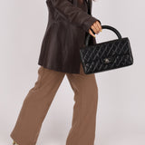 Rare Chanel 1996 Lambskin East West Kelly Top Handle SHW - FashioNica