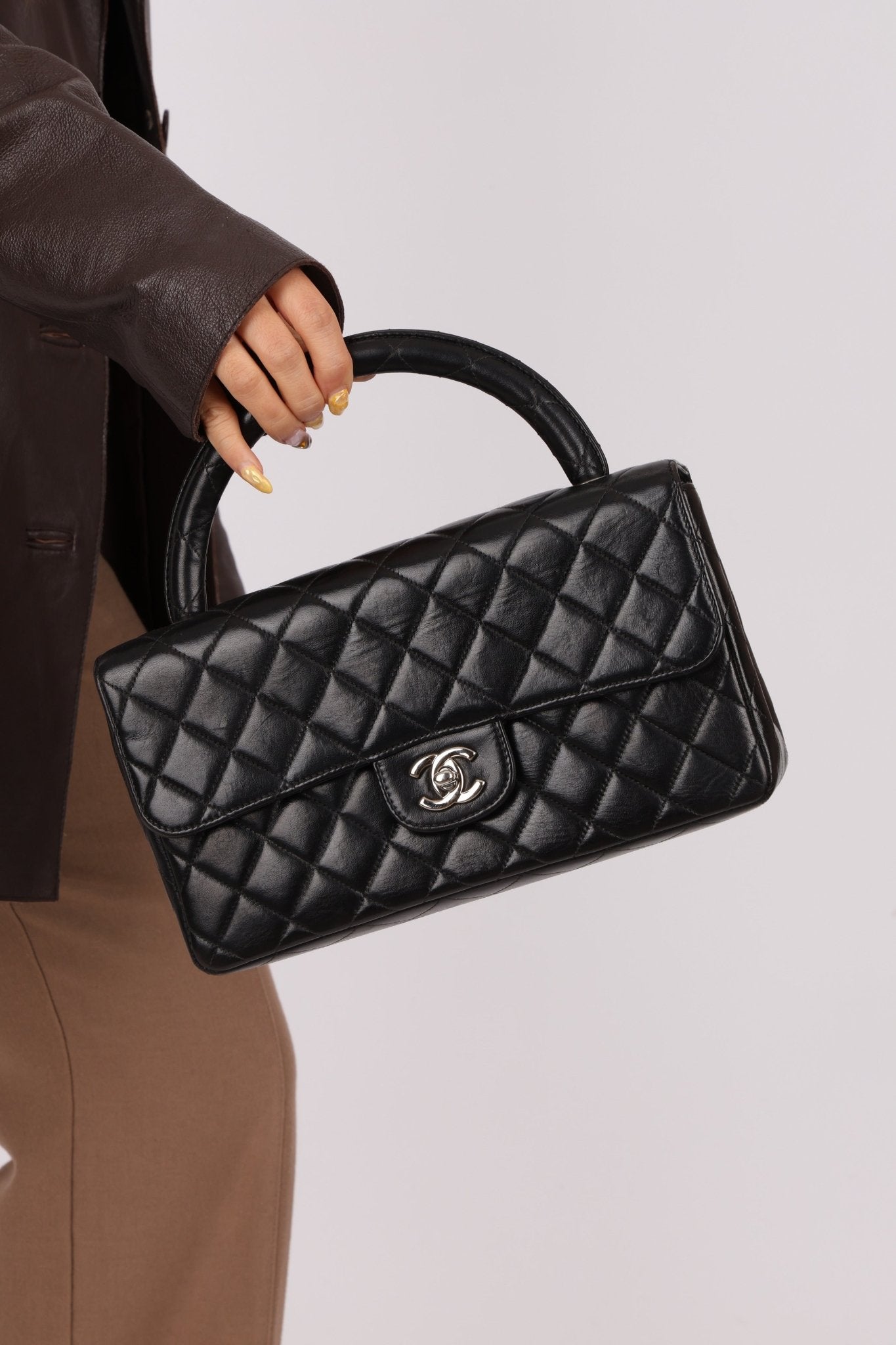 Rare Chanel 1996 Lambskin East West Kelly Top Handle SHW - FashioNica