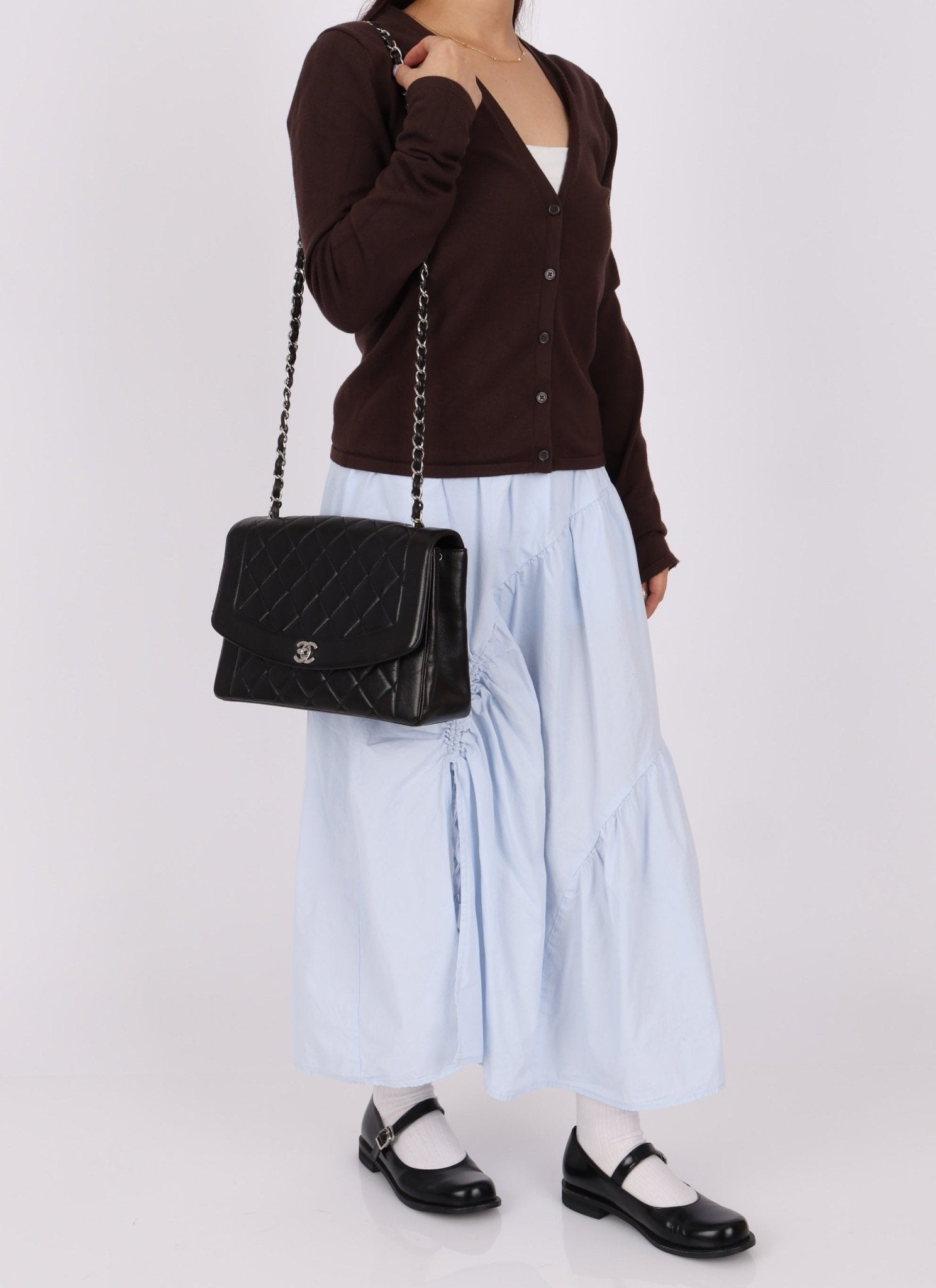 Rare Chanel 1996 Lambskin Large Diana SHW - FashioNica