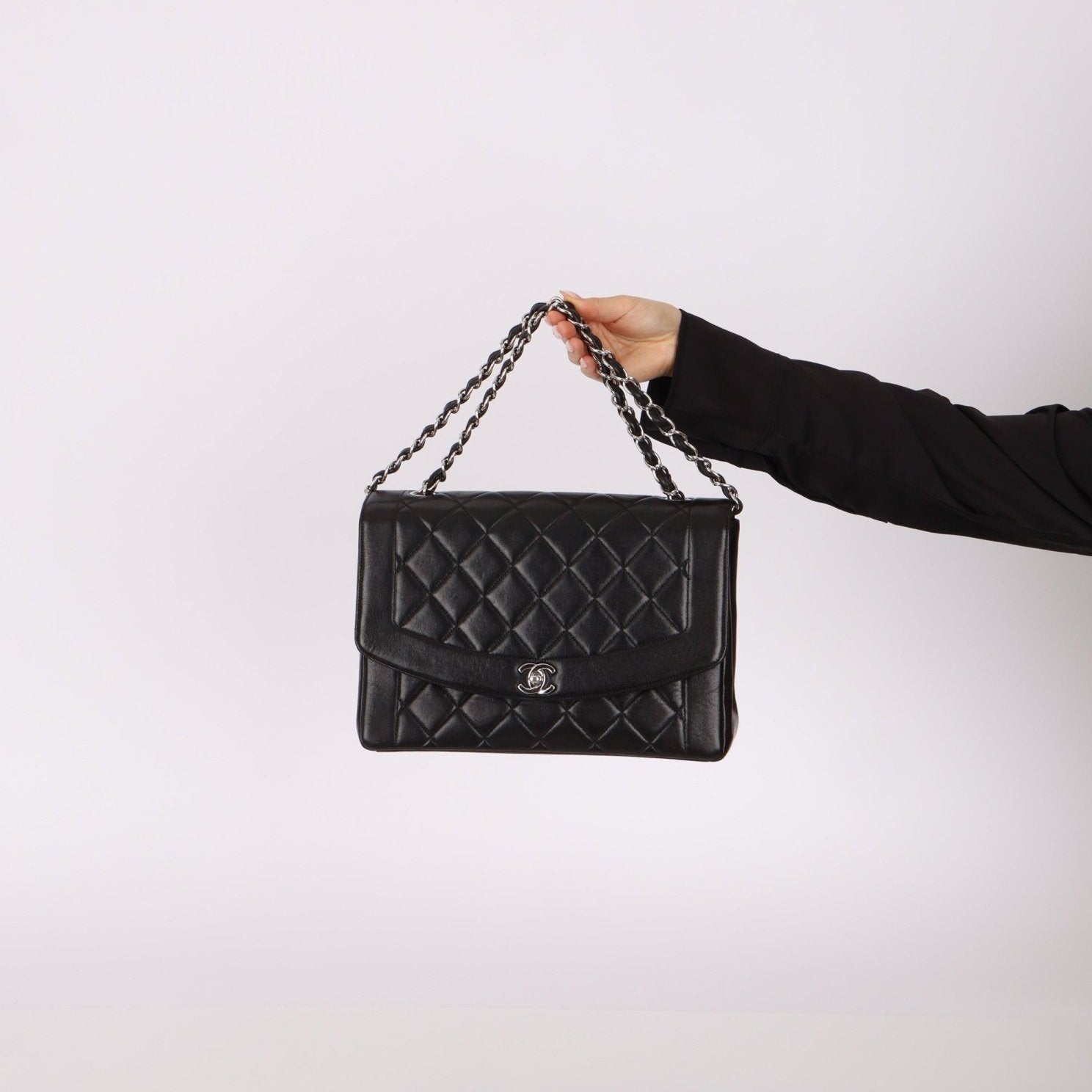 Rare Chanel 1996 Lambskin Large Diana SHW - FashioNica