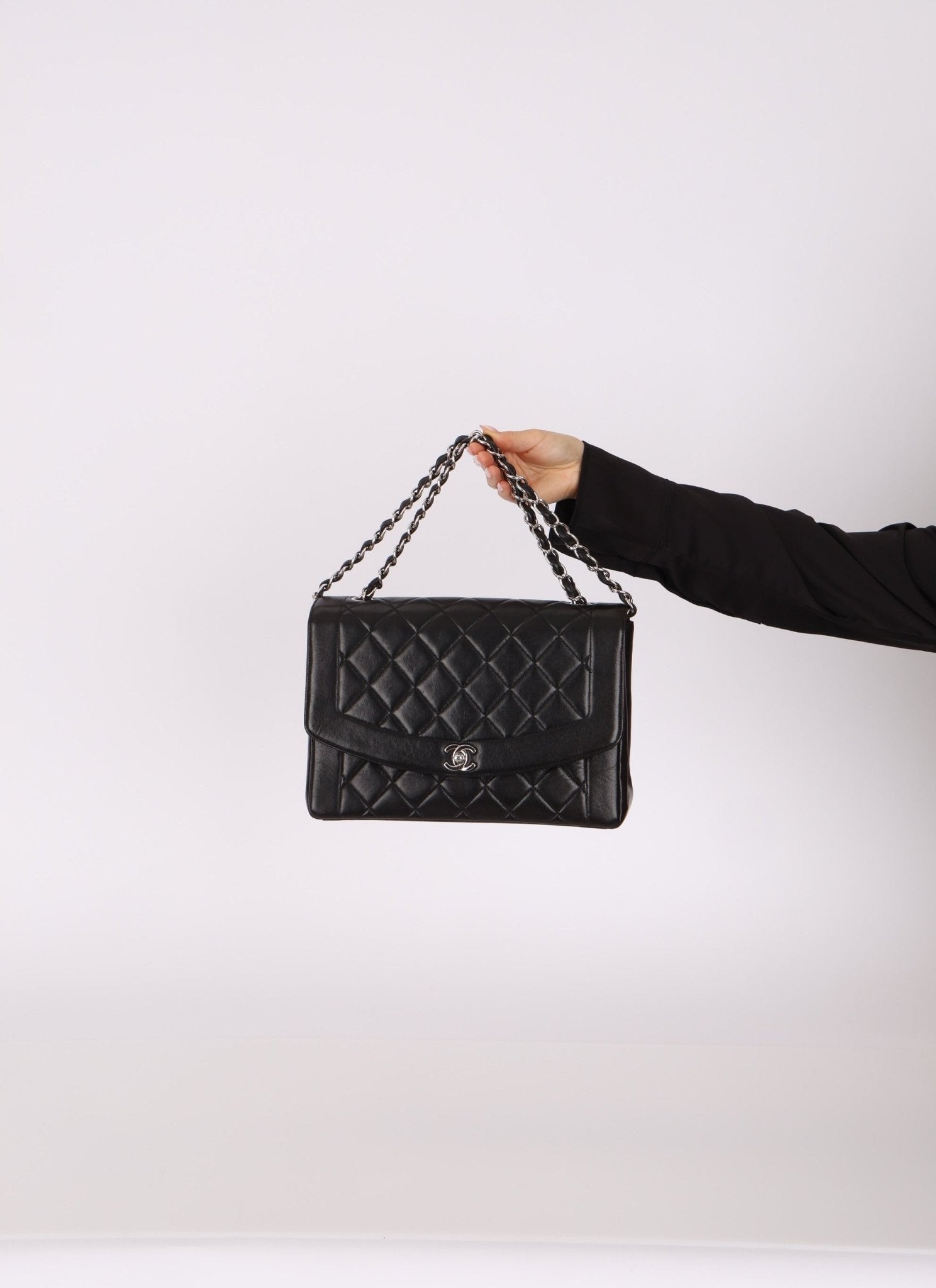 Rare Chanel 1996 Lambskin Large Diana SHW - FashioNica