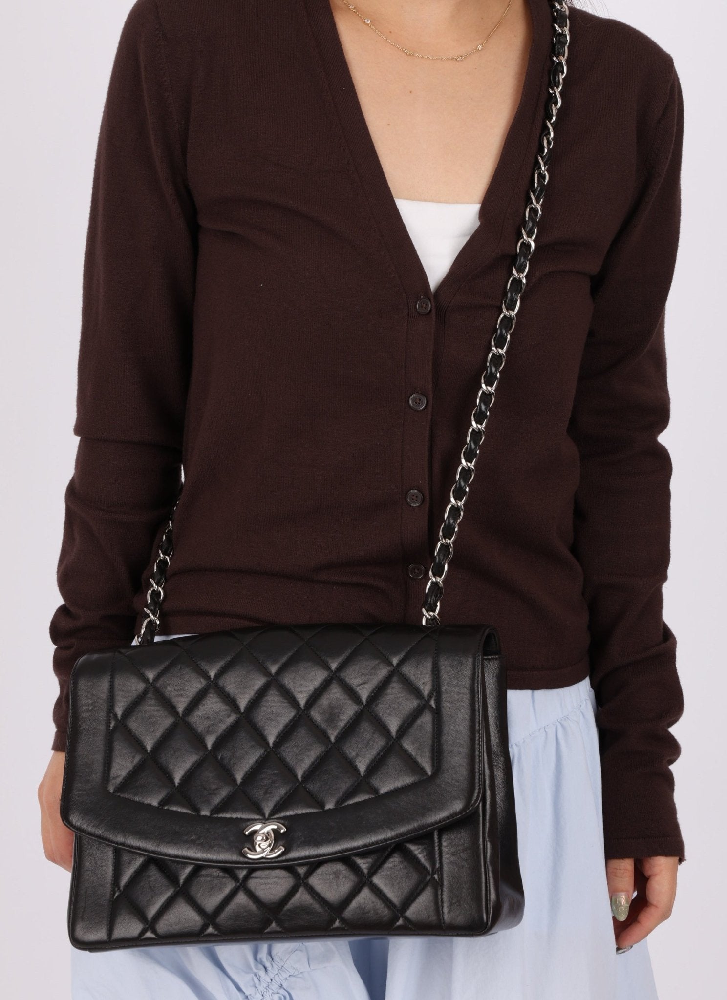 Rare Chanel 1996 Lambskin Large Diana SHW - FashioNica