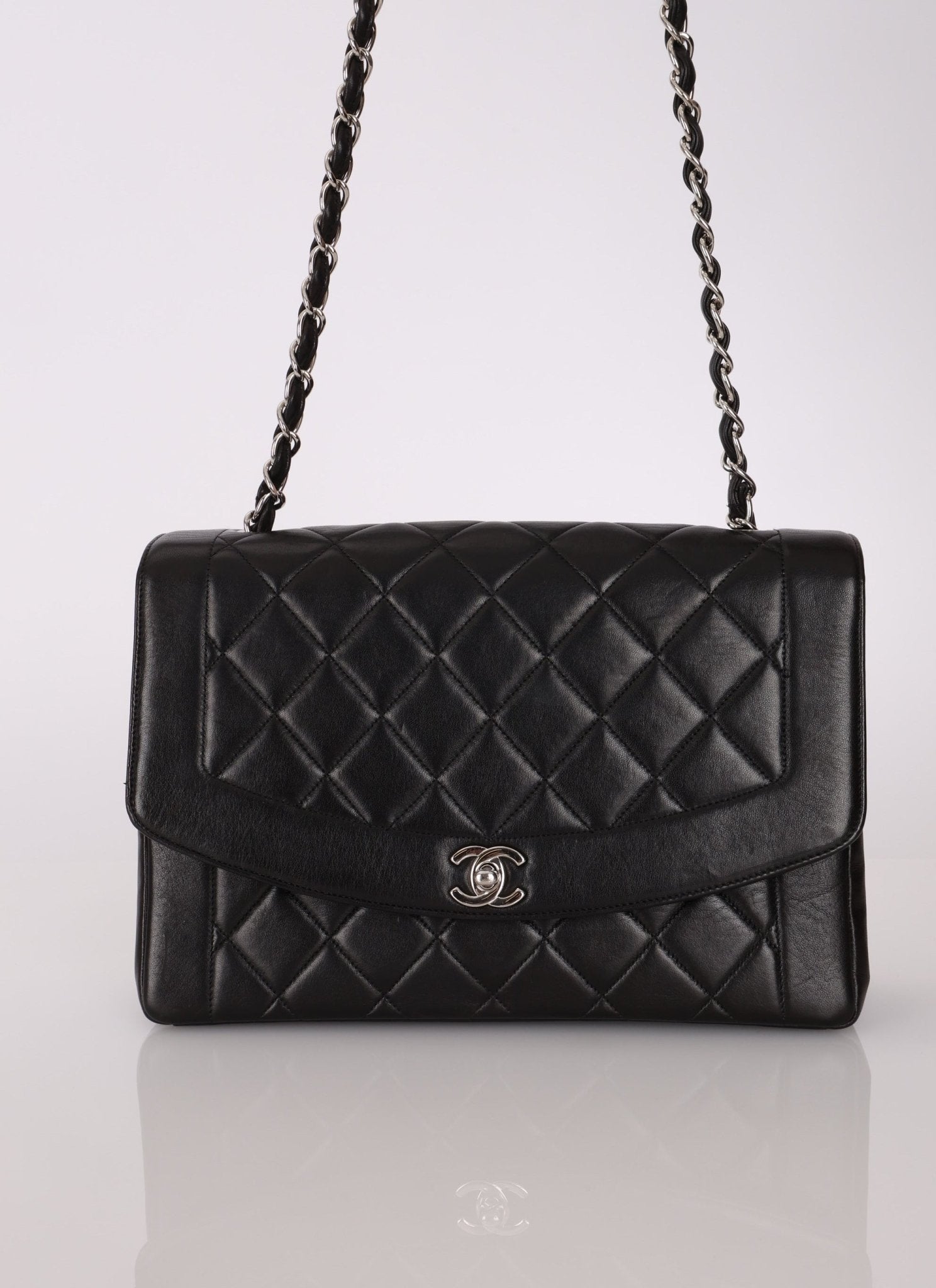 Rare Chanel 1996 Lambskin Large Diana SHW - FashioNica