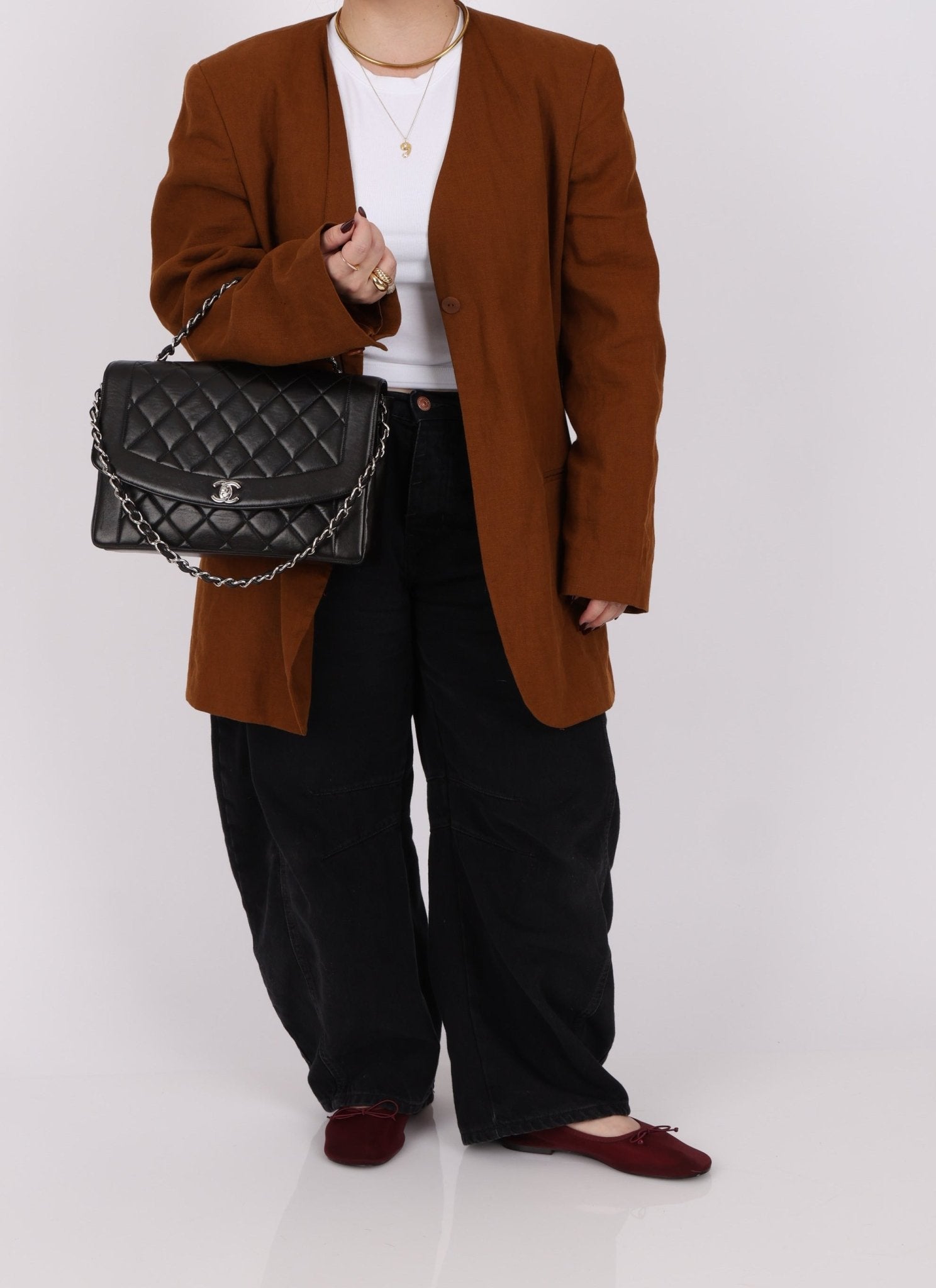 Rare Chanel 1996 Lambskin Large Diana SHW - FashioNica