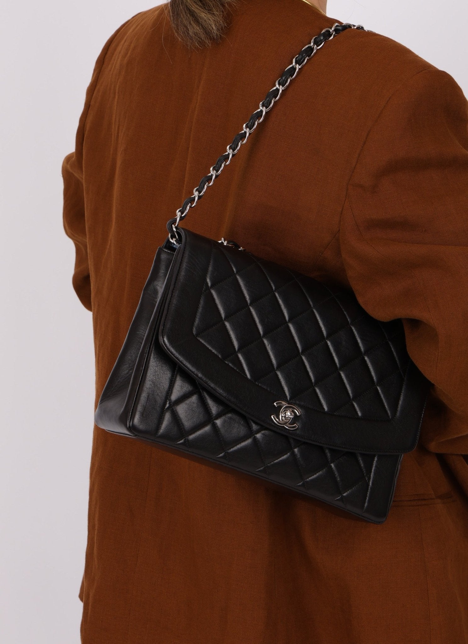 Rare Chanel 1996 Lambskin Large Diana SHW - FashioNica