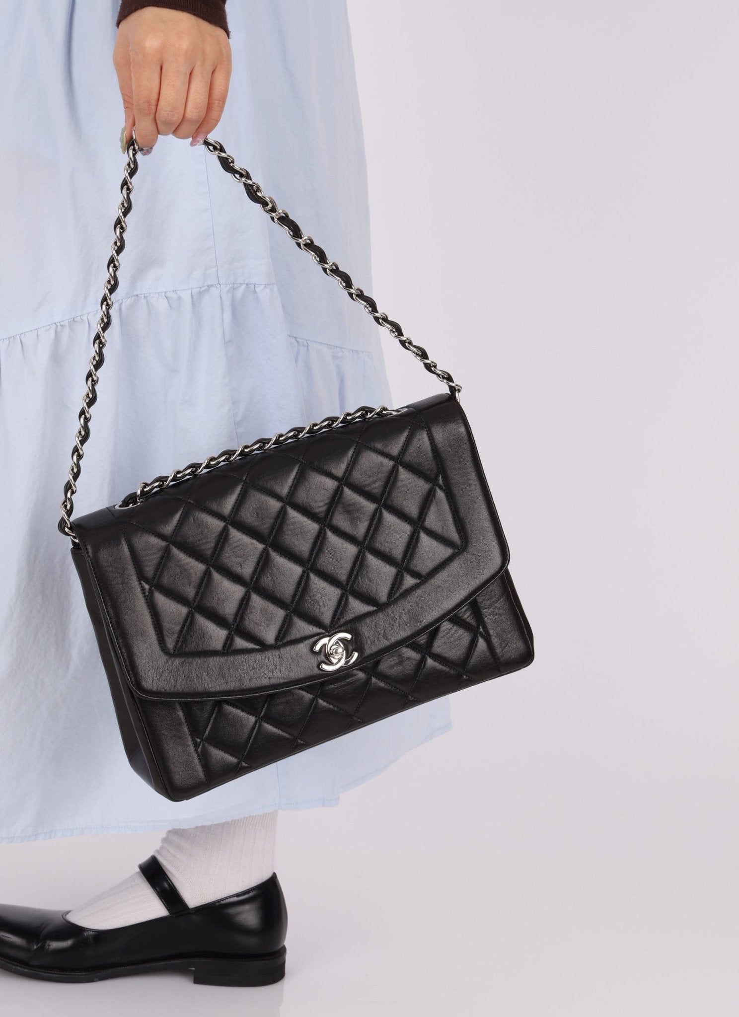 Rare Chanel 1996 Lambskin Large Diana SHW - FashioNica