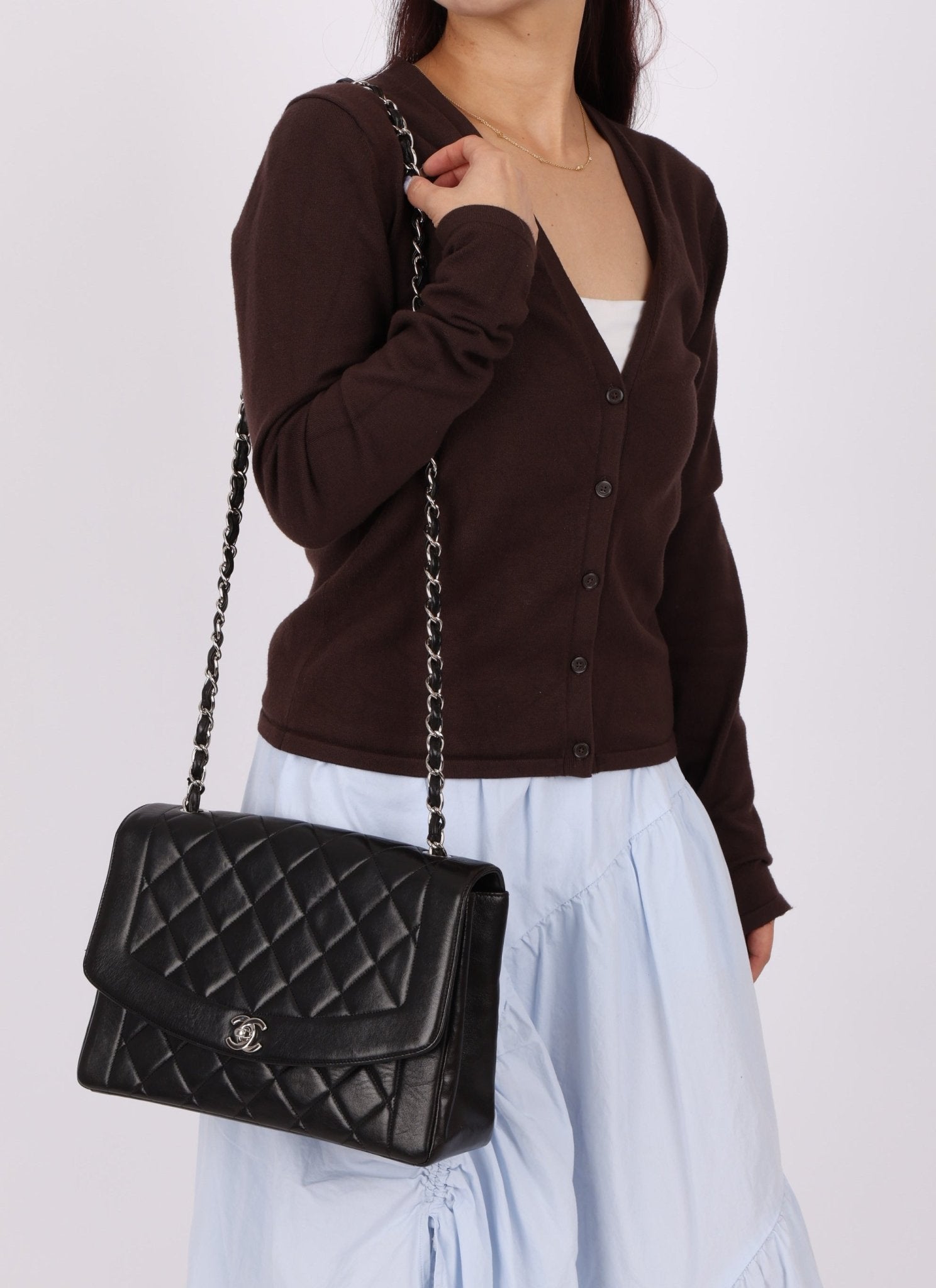 Rare Chanel 1996 Lambskin Large Diana SHW - FashioNica