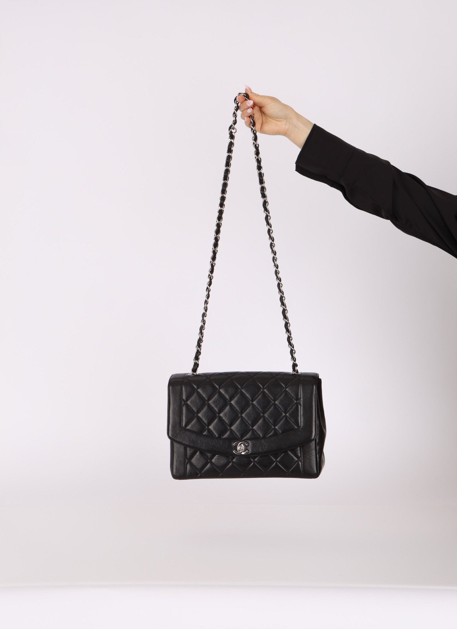 Rare Chanel 1996 Lambskin Large Diana SHW - FashioNica