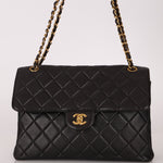 Rare Chanel 1996 Lambskin XL Double Sided Turnlock Classic Flap Bag 24K GP - FashioNica