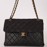 Rare Chanel 1996 Lambskin XL Double Sided Turnlock Classic Flap Bag 24K GP - FashioNica