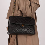 Rare Chanel 1996 Lambskin XL Double Sided Turnlock Classic Flap Bag 24K GP - FashioNica