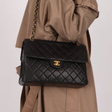 Rare Chanel 1996 Lambskin XL Double Sided Turnlock Classic Flap Bag 24K GP - FashioNica