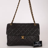 Rare Chanel 1996 Lambskin XL Double Sided Turnlock Classic Flap Bag 24K GP - FashioNica