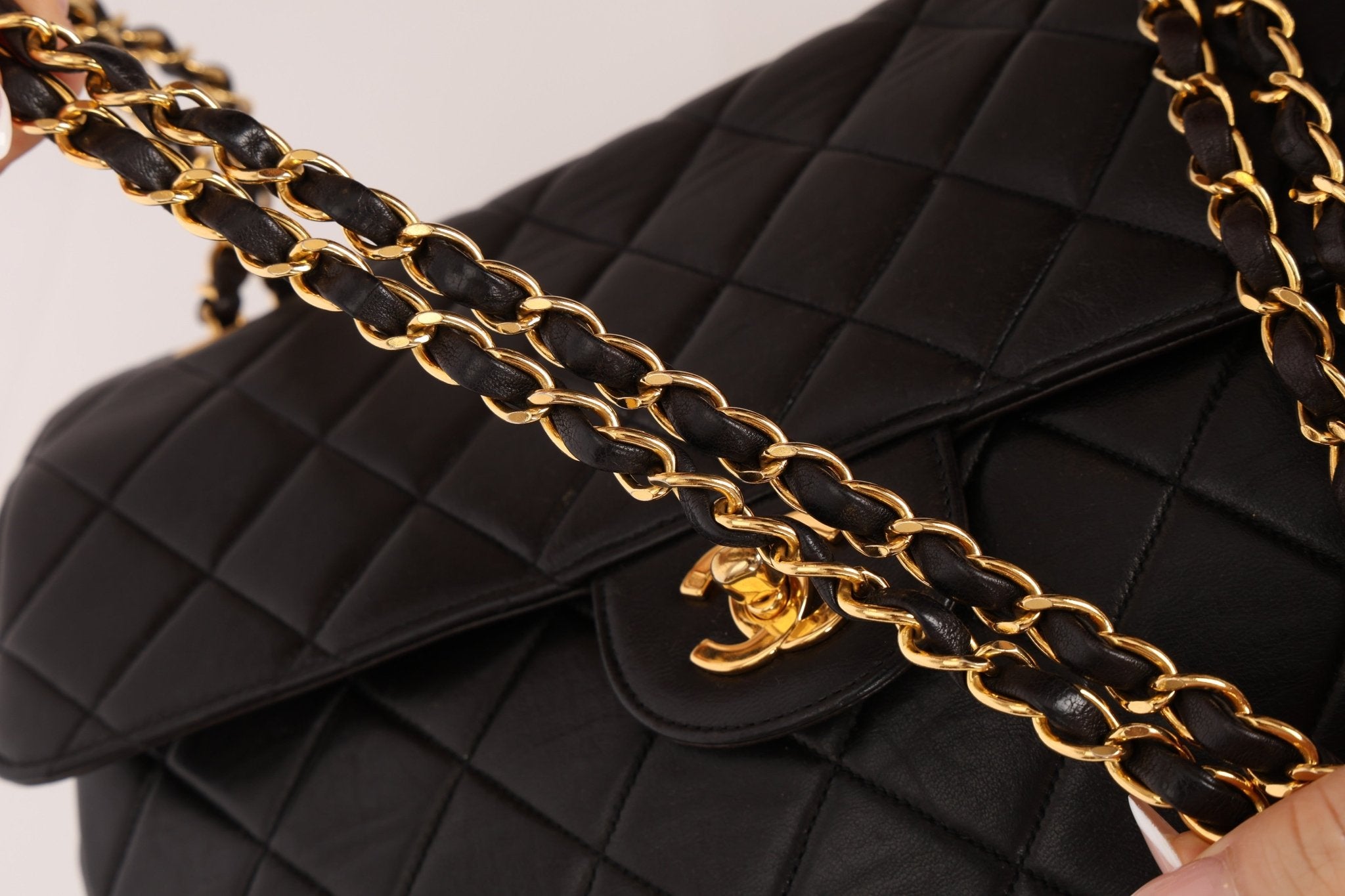 Rare Chanel 1996 Lambskin XL Double Sided Turnlock Classic Flap Bag 24K GP - FashioNica