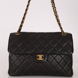 Rare Chanel 1996 Lambskin XL Double Sided Turnlock Classic Flap Bag 24K GP - FashioNica