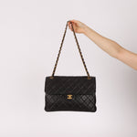 Rare Chanel 1996 Lambskin XL Double Sided Turnlock Classic Flap Bag 24K GP - FashioNica