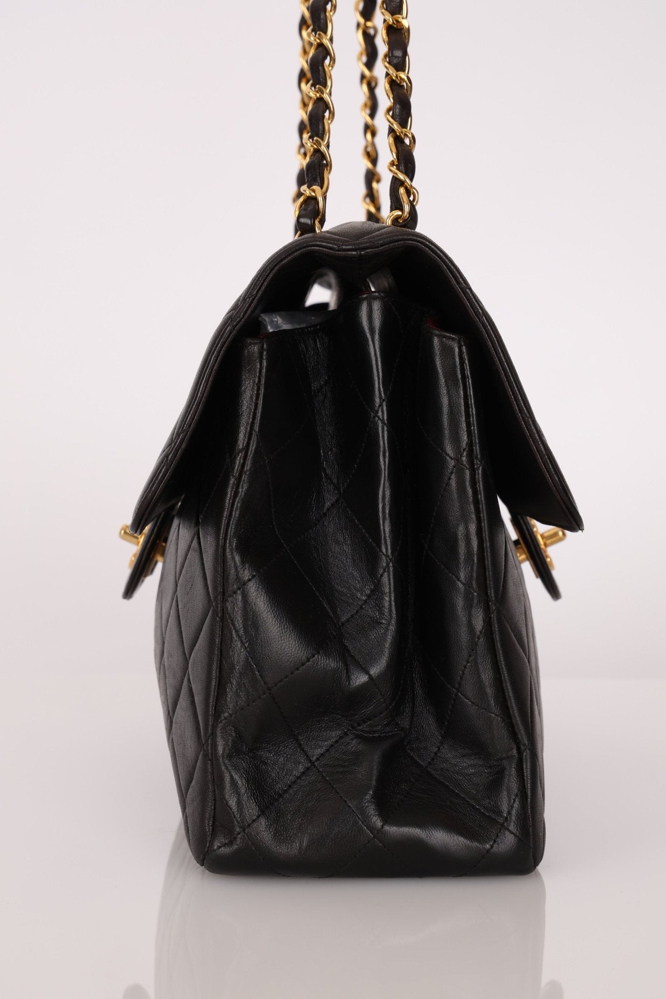 Rare Chanel 1996 Lambskin XL Double Sided Turnlock Classic Flap Bag 24K GP - FashioNica