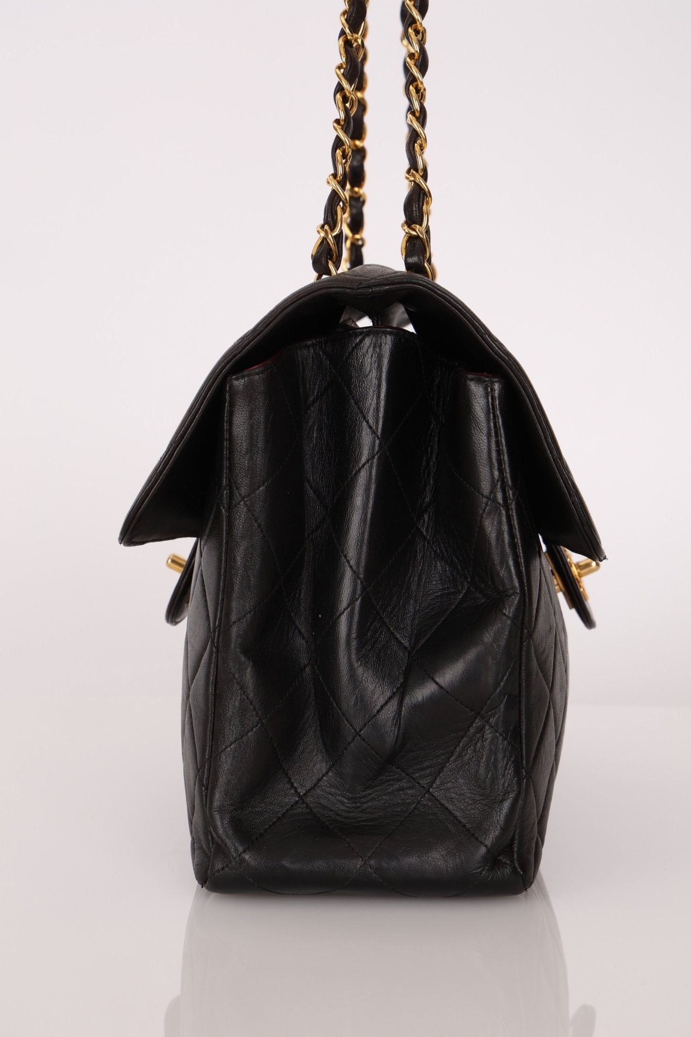 Rare Chanel 1996 Lambskin XL Double Sided Turnlock Classic Flap Bag 24K GP - FashioNica