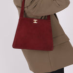 Rare Chanel 1997 Bordeaux Suede Turnlock Kelly Shoulder Bag - FashioNica