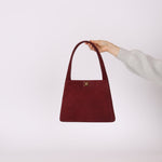 Rare Chanel 1997 Bordeaux Suede Turnlock Kelly Shoulder Bag - FashioNica
