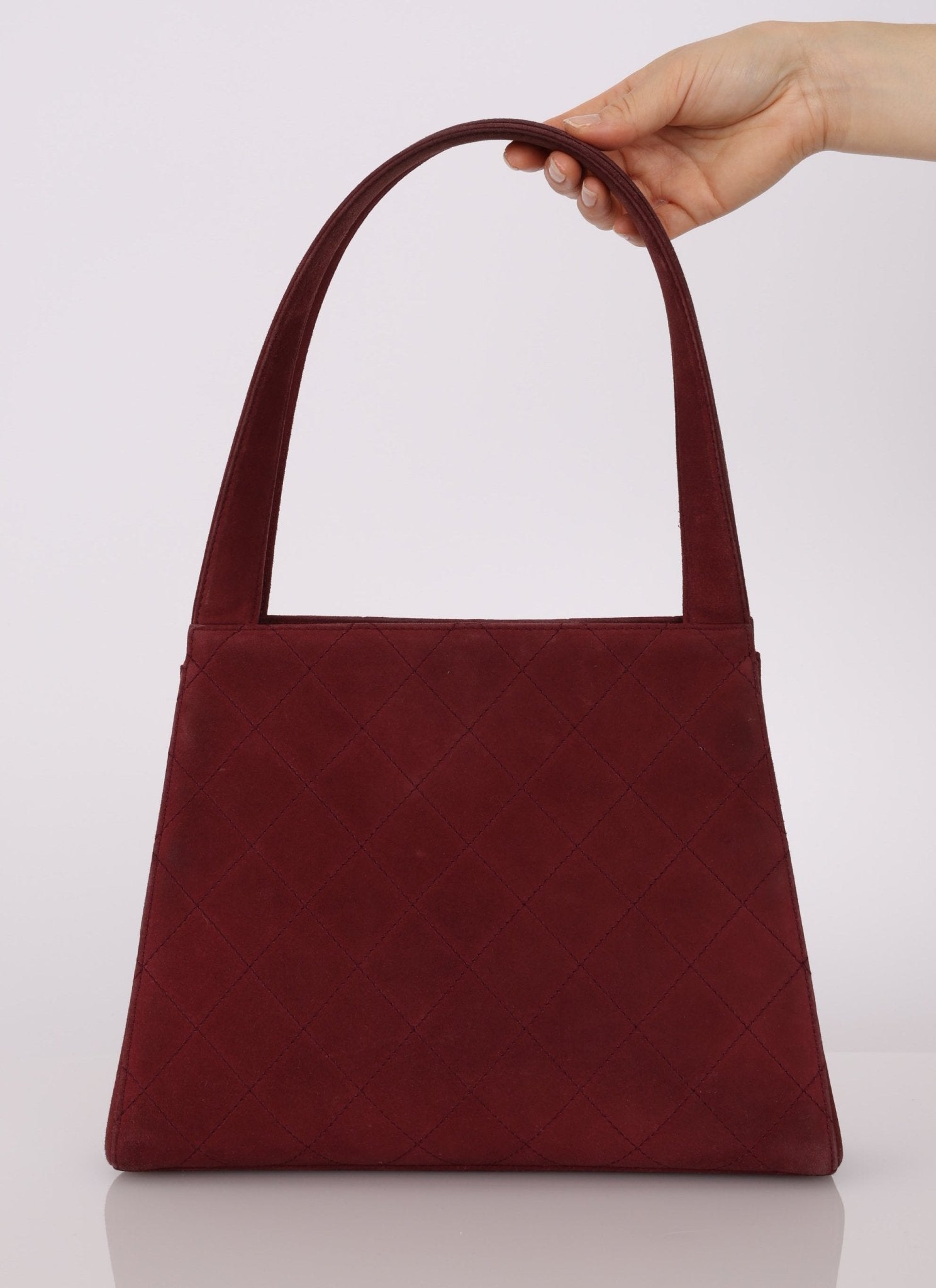 Rare Chanel 1997 Bordeaux Suede Turnlock Kelly Shoulder Bag - FashioNica