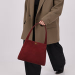 Rare Chanel 1997 Bordeaux Suede Turnlock Kelly Shoulder Bag - FashioNica