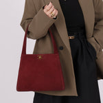 Rare Chanel 1997 Bordeaux Suede Turnlock Kelly Shoulder Bag - FashioNica