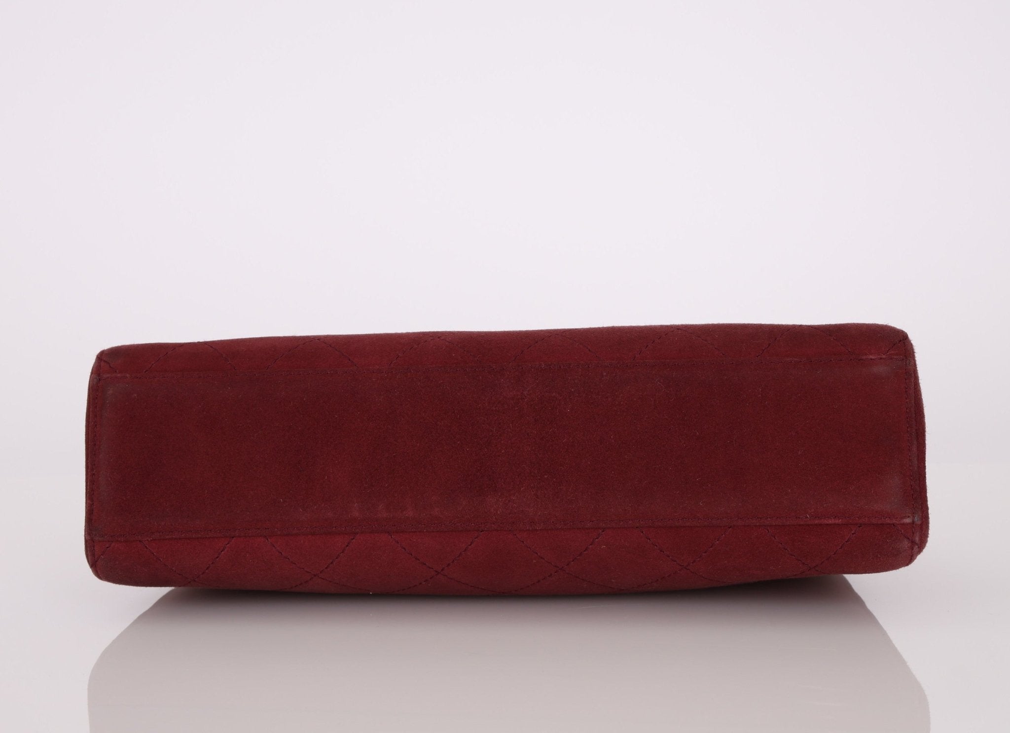 Rare Chanel 1997 Bordeaux Suede Turnlock Kelly Shoulder Bag - FashioNica