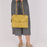 Rare Chanel 1997 Chartreuse Caviar Turnlock Zip Tote 24K GP - FashioNica