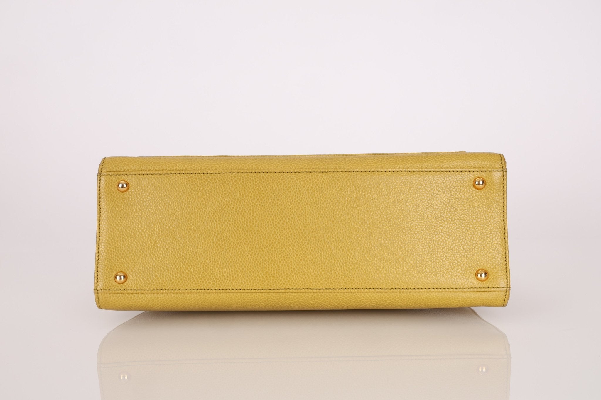 Rare Chanel 1997 Chartreuse Caviar Turnlock Zip Tote 24K GP - FashioNica