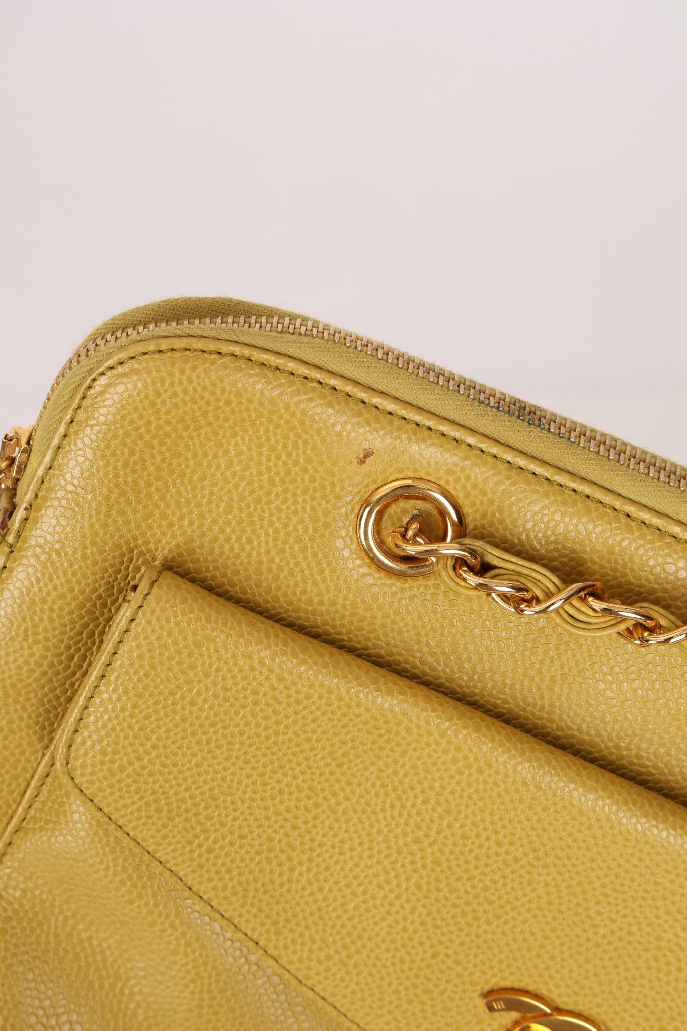 Rare Chanel 1997 Chartreuse Caviar Turnlock Zip Tote 24K GP - FashioNica