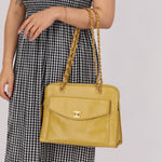 Rare Chanel 1997 Chartreuse Caviar Turnlock Zip Tote 24K GP - FashioNica