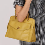 Rare Chanel 1997 Chartreuse Caviar Turnlock Zip Tote 24K GP - FashioNica