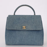 Rare Chanel 1997 Denim Kelly Top Handle - FashioNica