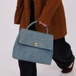 Rare Chanel 1997 Denim Kelly Top Handle - FashioNica