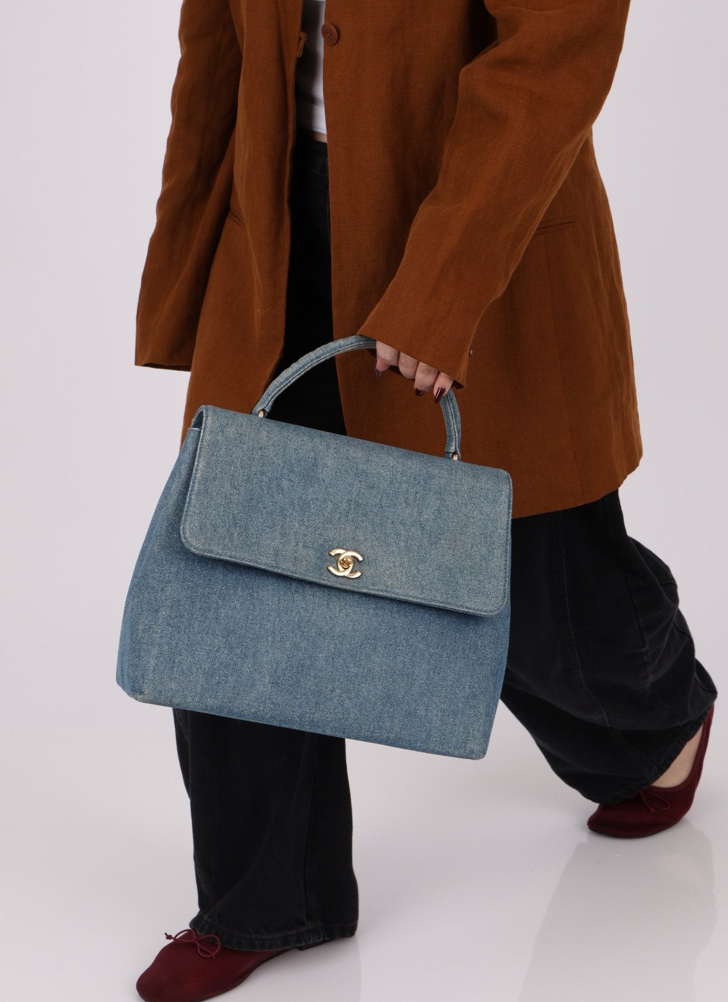 Rare Chanel 1997 Denim Kelly Top Handle - FashioNica