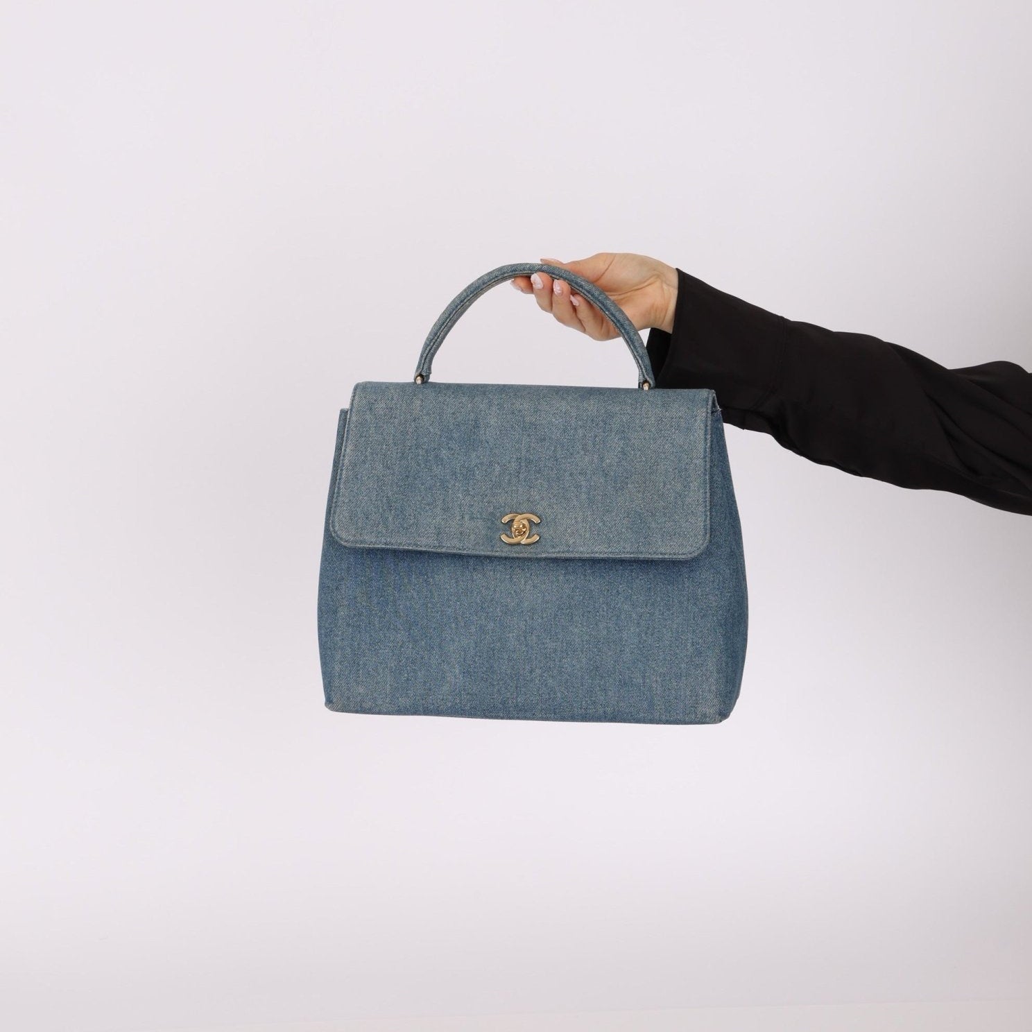 Rare Chanel 1997 Denim Kelly Top Handle - FashioNica