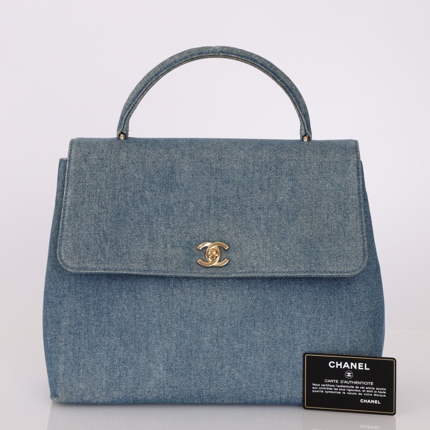 Rare Chanel 1997 Denim Kelly Top Handle - FashioNica