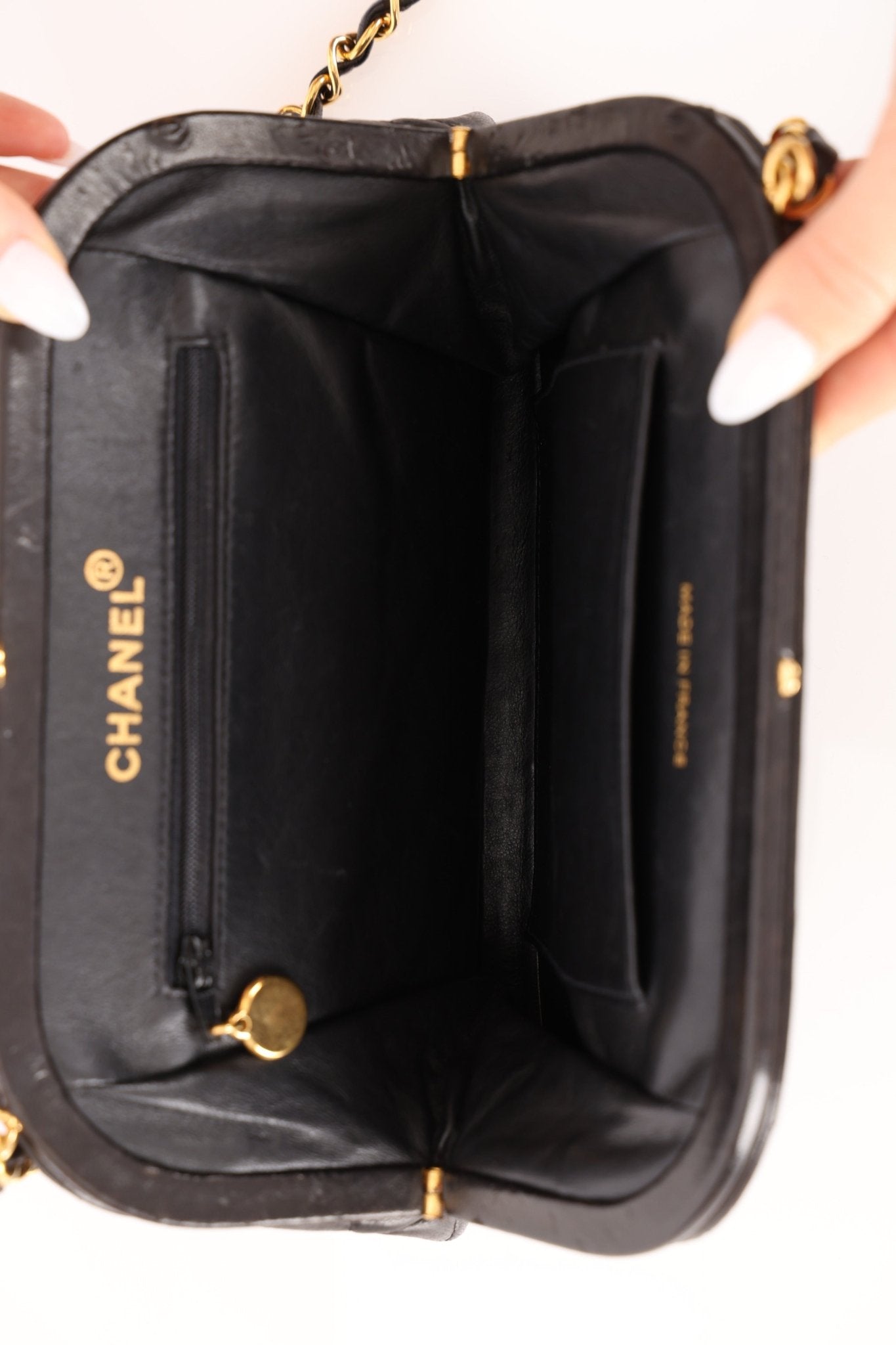 Rare Chanel 1997 Lambskin Turnlock Clutch on Chain 24k GP - FashioNica